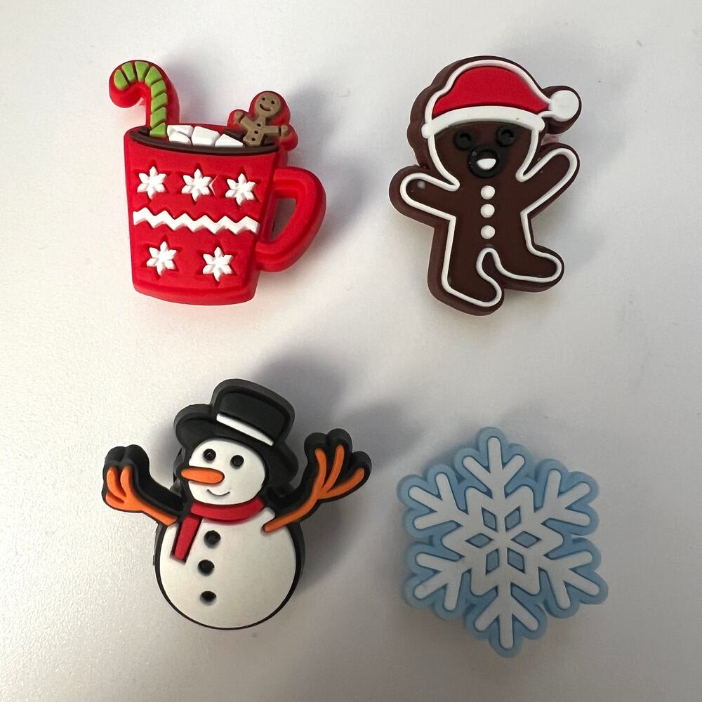 4 Piece Silicone Shoe Charms for Croc Style Shoes "Winter"